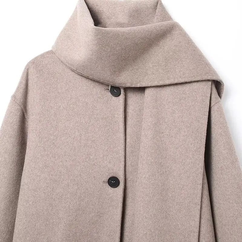 Cecille Coat with Scarf - Women's Fall and Winter Outerwear - Image 11