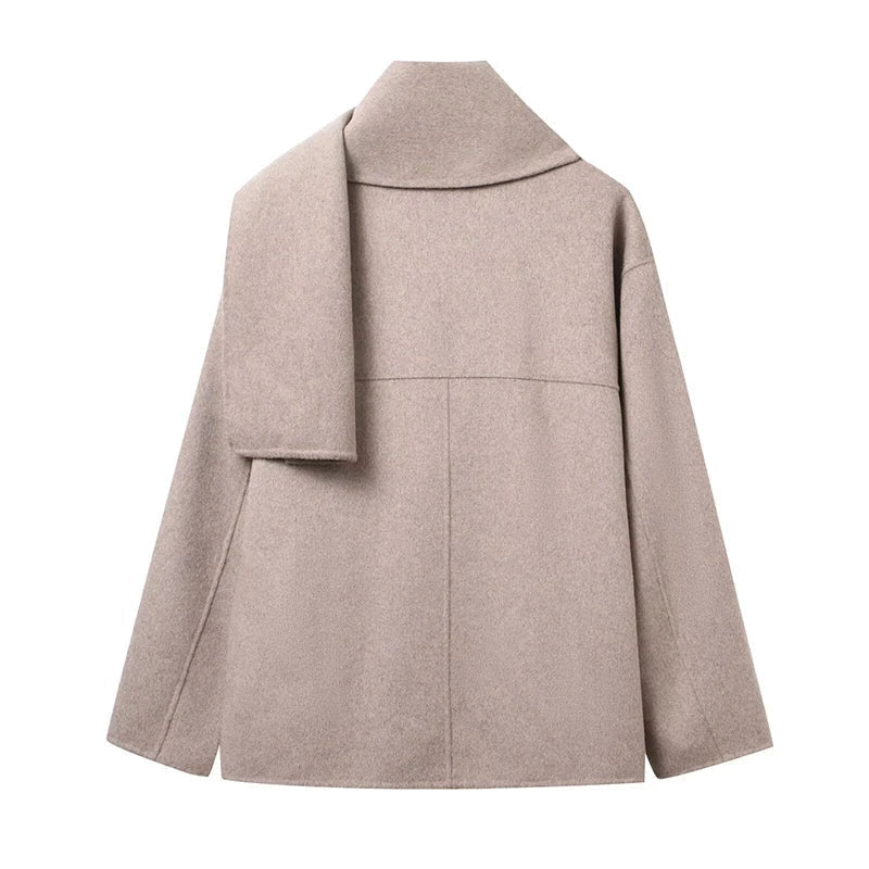 Cecille Coat with Scarf - Women's Fall and Winter Outerwear - Image 10