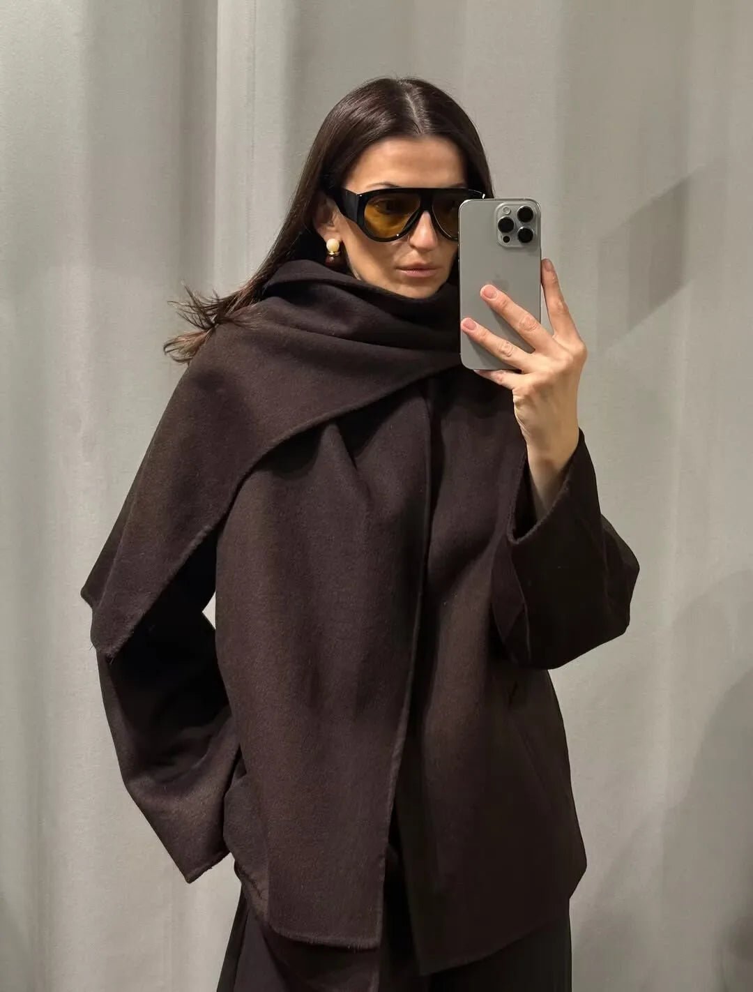 Cecille Coat with Scarf - Women's Fall and Winter Outerwear - Image 12