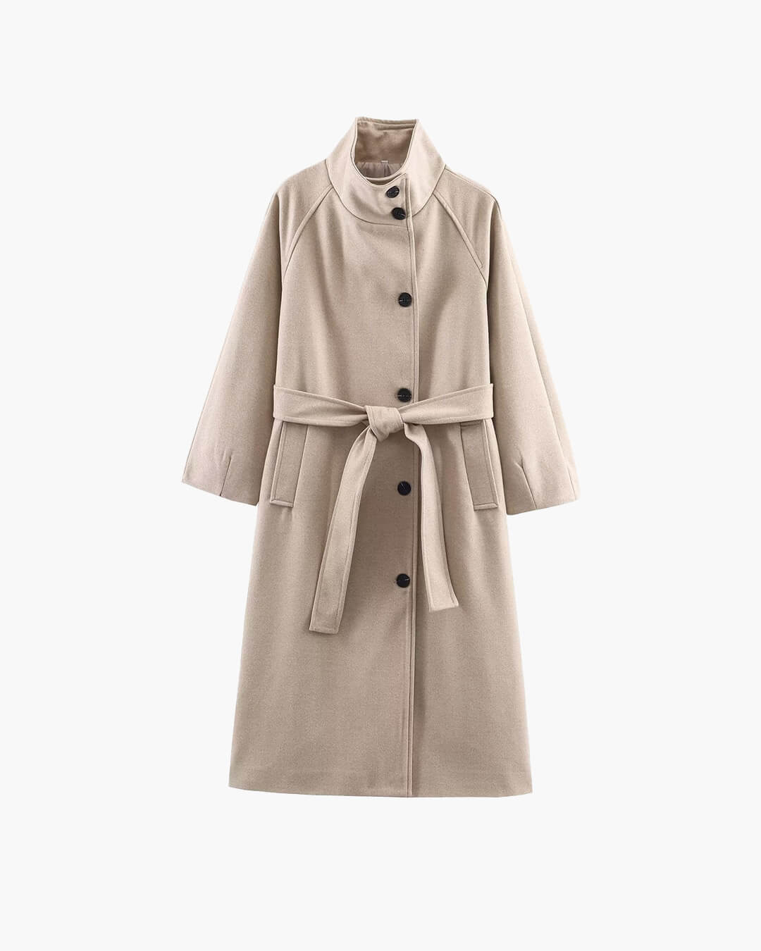 Claudine Long Belted High Collar Coat - Women's Fall and Winter Outerwear - Image 5