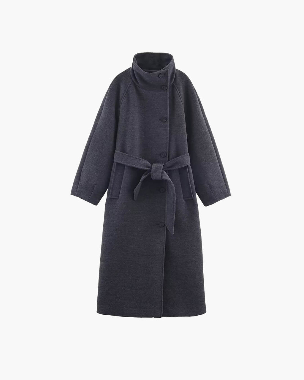 Claudine Long Belted High Collar Coat - Women's Fall and Winter Outerwear - Image 2