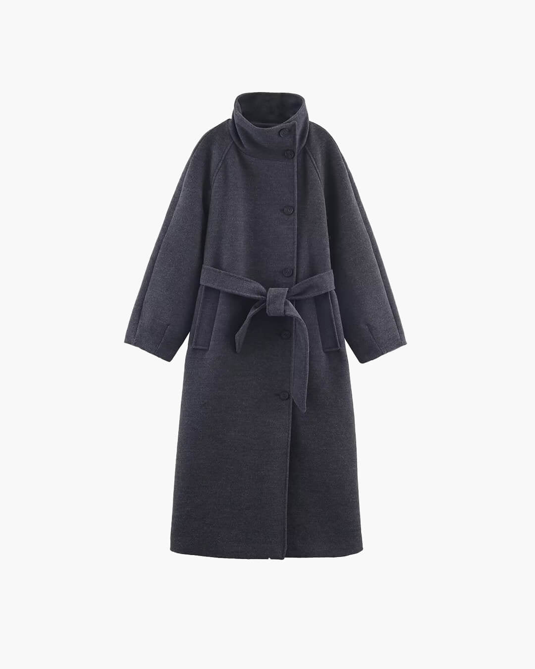 Claudine Long Belted High Collar Coat - Women's Fall and Winter Outerwear - Image 2