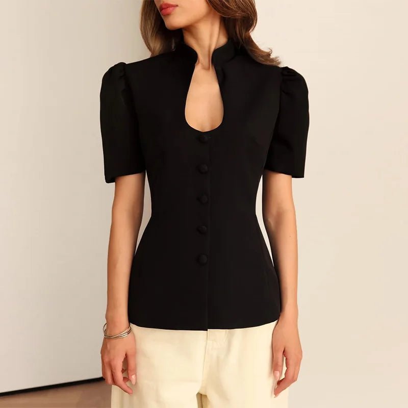 Collette Stand Collar Top - Women's Fall and Winter Outerwear - Image 5