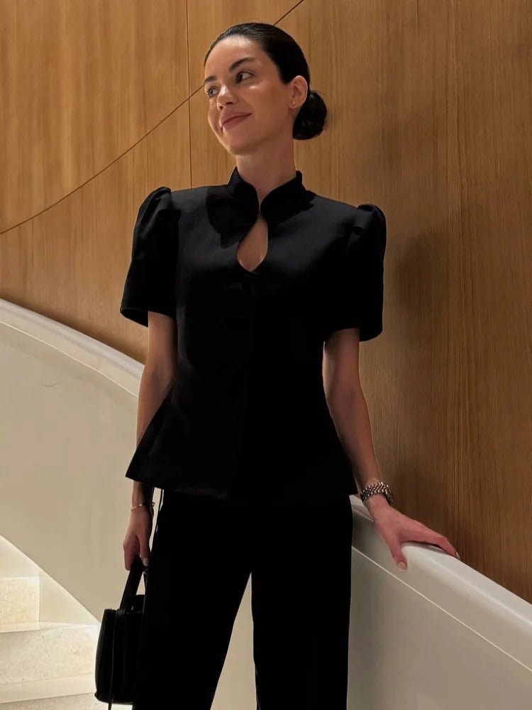Collette Stand Collar Top - Women's Fall and Winter Outerwear - Image 3