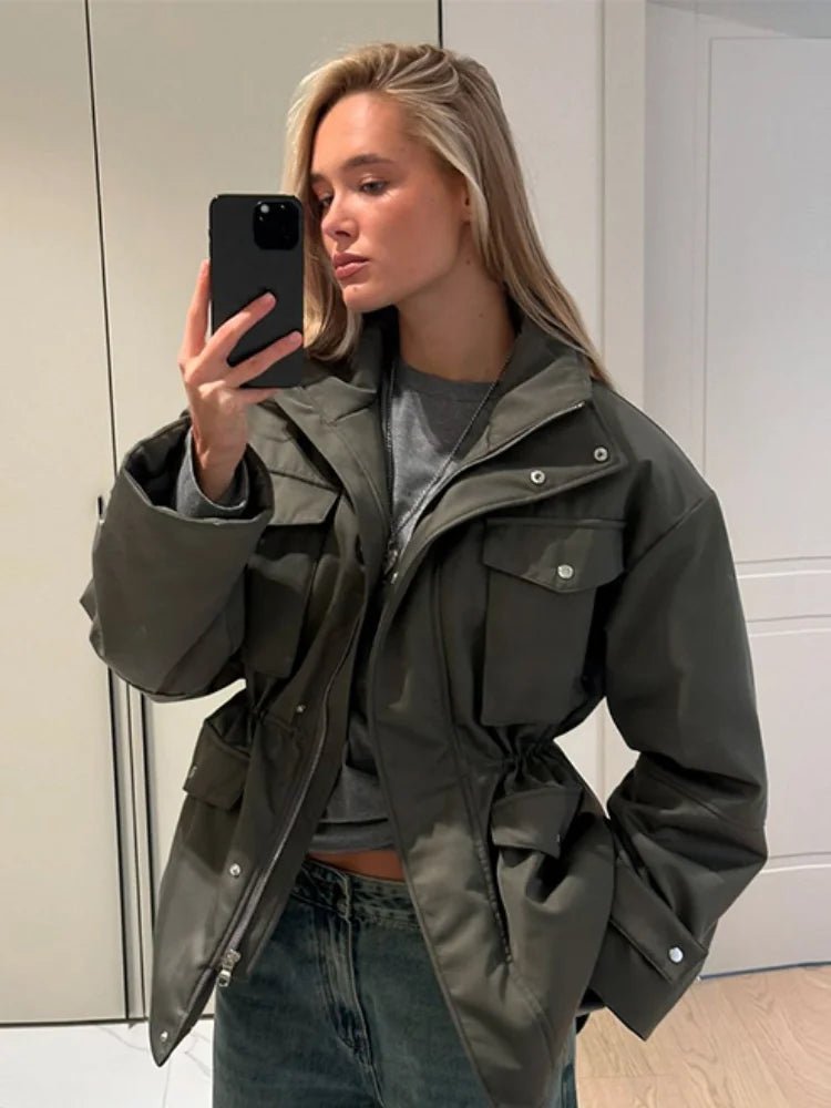 Cressida Elastic Waist Utility Jacket - Women's Fall and Winter Outerwear - Image 4