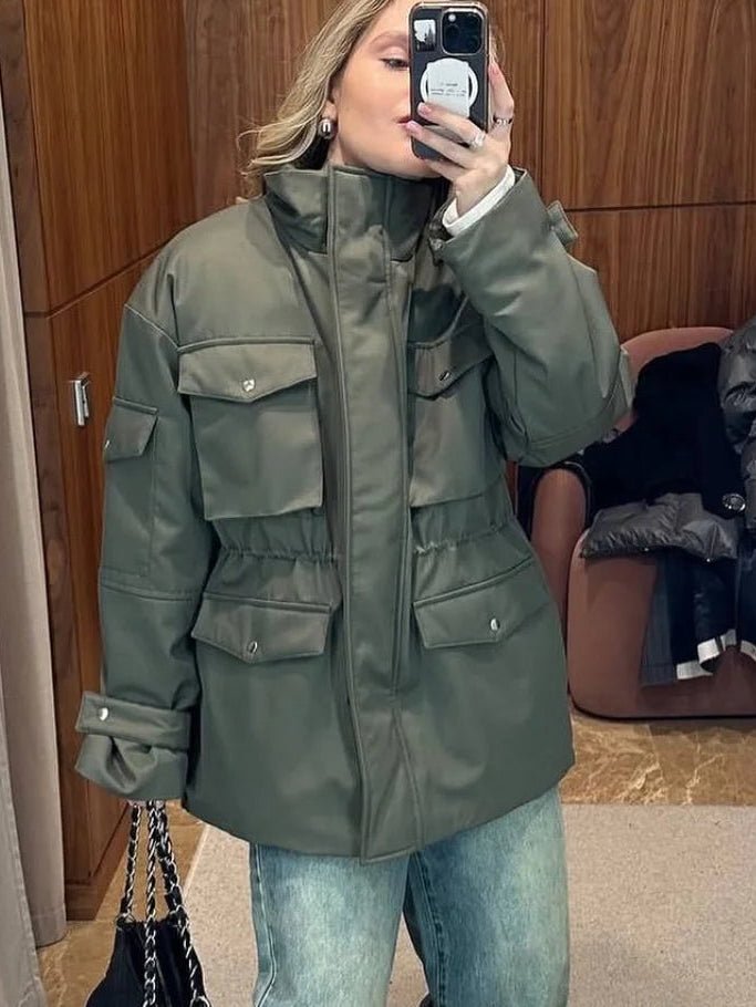 Cressida Elastic Waist Utility Jacket - Women's Fall and Winter Outerwear - Image 2