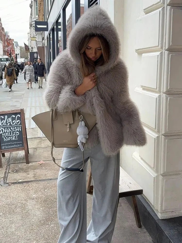 Dana Faux Fur Hooded Jacket - Women's Fall and Winter Outerwear - Image 7