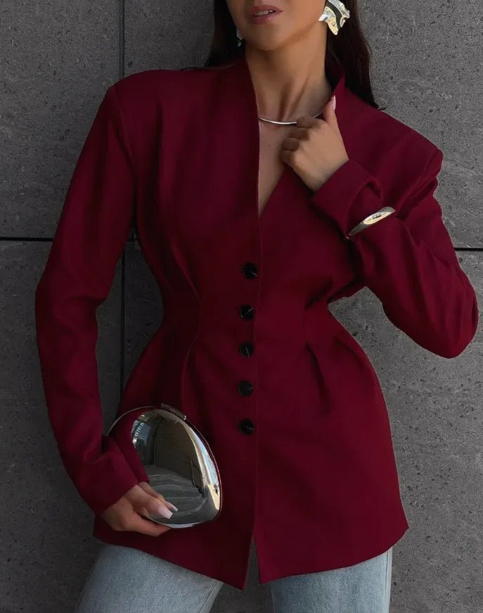 Daniela Cinched Collarless Blazer - Women's Fall and Winter Outerwear - Image 6
