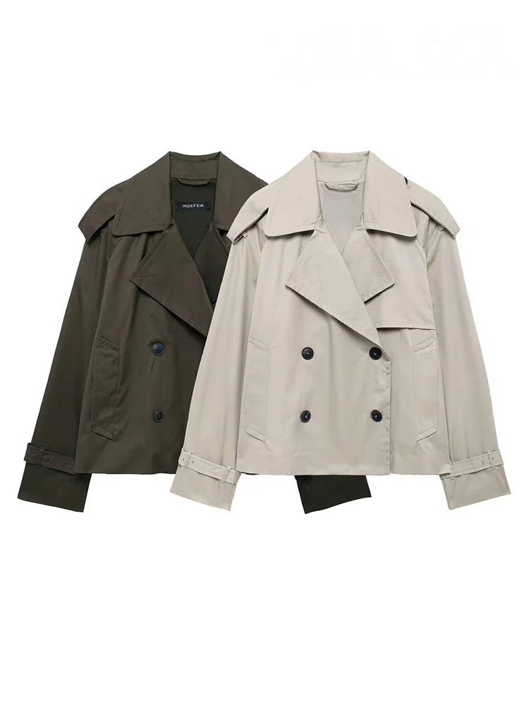 Dhelia Short Trench Coat - Women's Fall and Winter Outerwear - Image 8