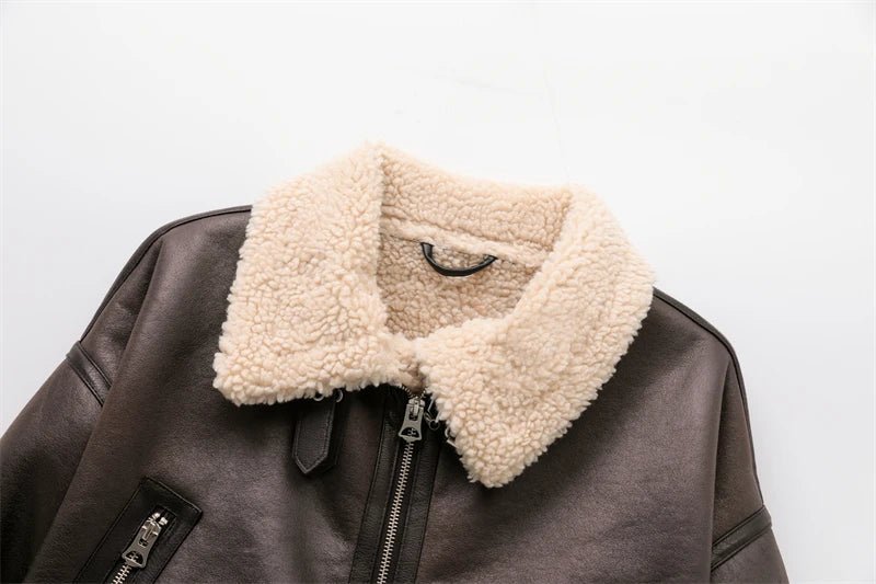 Elora Faux Leather Jacket - Women's Fall and Winter Outerwear - Image 10