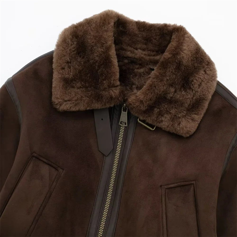 Esme Suede Short Bomber Jacket - Women's Fall and Winter Outerwear - Image 10