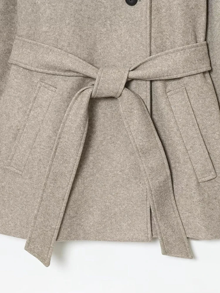 Felly Faux Wool Coat with Belt - Women's Fall and Winter Outerwear - Image 10