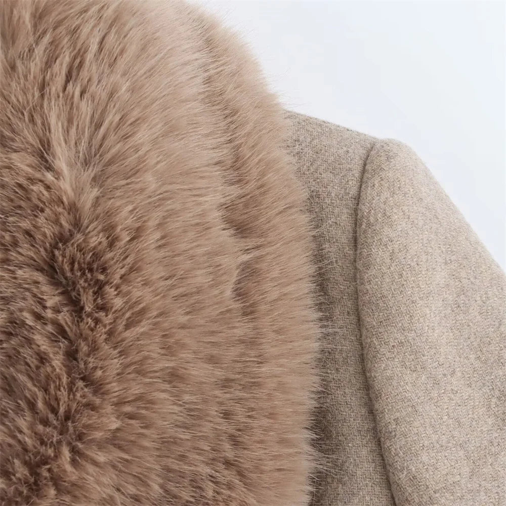 Flora Faux Fur Collar Maxi Coat - Women's Fall and Winter Outerwear - Image 15