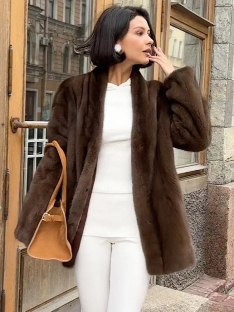 Hazel Women's Belted Faux Fur Jacket - Loose Fit Winter Coat - Image 11