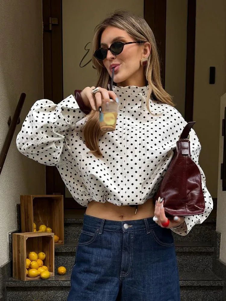 Hermine Polka Dot Jacket - Women's Fall and Winter Outerwear