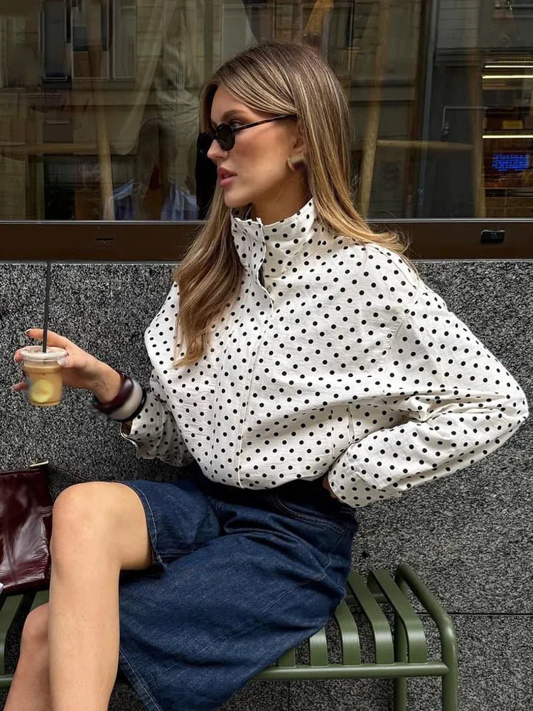Hermine Polka Dot Jacket - Women's Fall and Winter Outerwear - Image 3