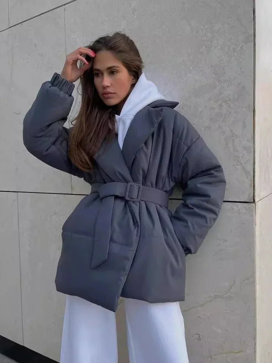 Jaime Belted Puffer Jacket - Women's Fall and Winter Outerwear - Image 4
