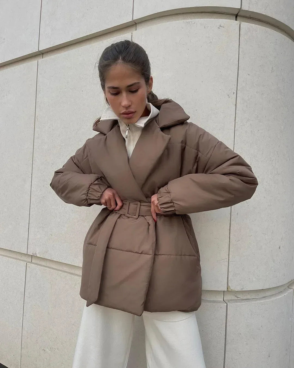 Jaime Belted Puffer Jacket - Women's Fall and Winter Outerwear - Image 7
