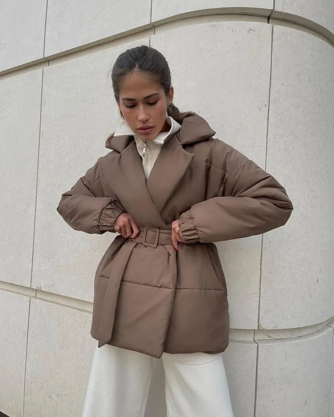 Jaime Belted Puffer Jacket - Women's Fall and Winter Outerwear - Image 7