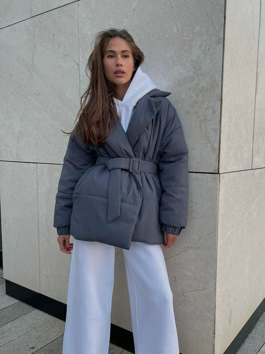 Jaime Belted Puffer Jacket - Women's Fall and Winter Outerwear - Image 2