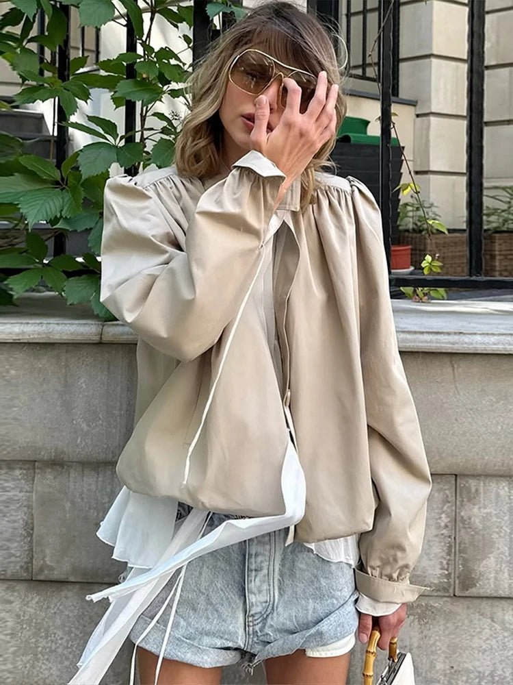 Jenna Loose Fit Pleated Jacket - Women's Fall and Winter Outerwear - Image 3