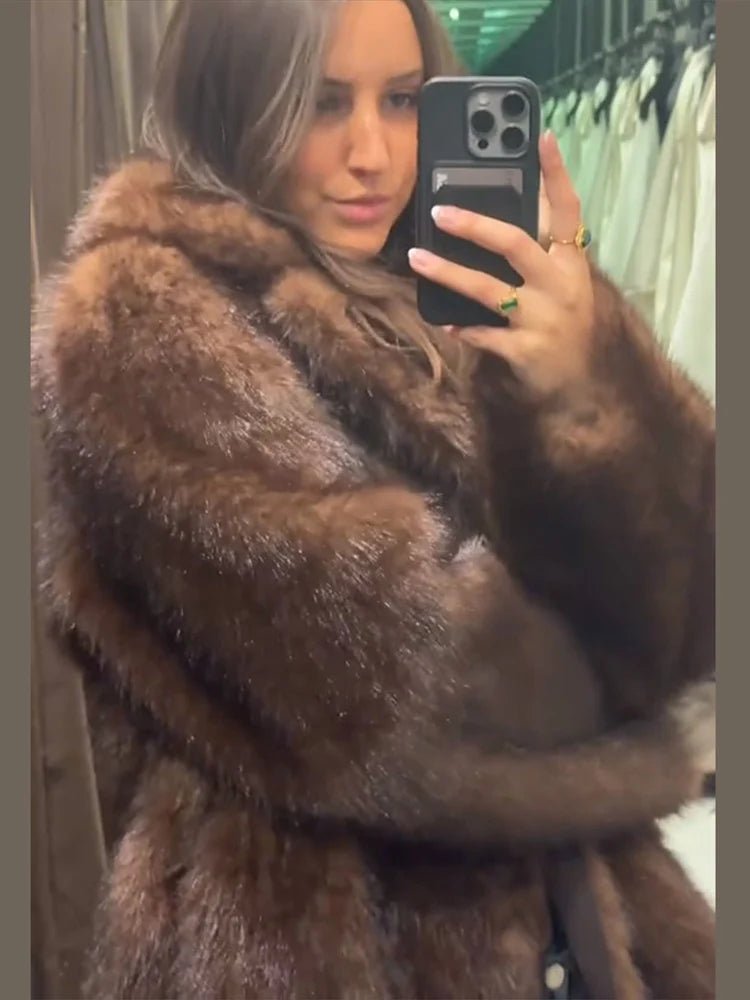 Jenny Reversible Faux Fur Leather Jacket - Women's Fall and Winter Outerwear - Image 5