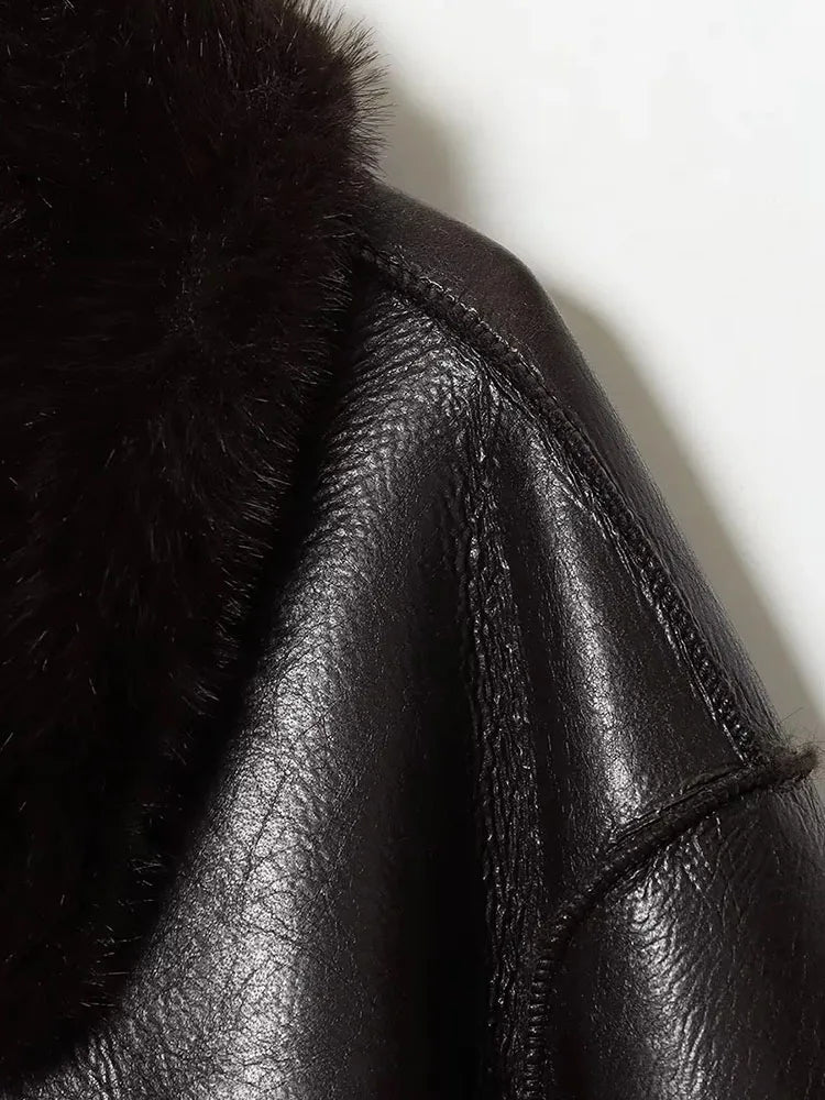 Joana Reversible Faux fur Leather Jacket - Women's Fall and Winter Outerwear - Image 9