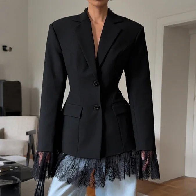 Joanna Blazer with Lace Details - Women's Fall and Winter Outerwear