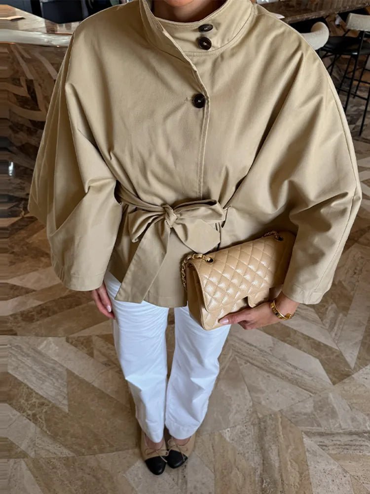 Kimberly Cape-Style Belted Coat - Women's Fall and Winter Outerwear - Image 2