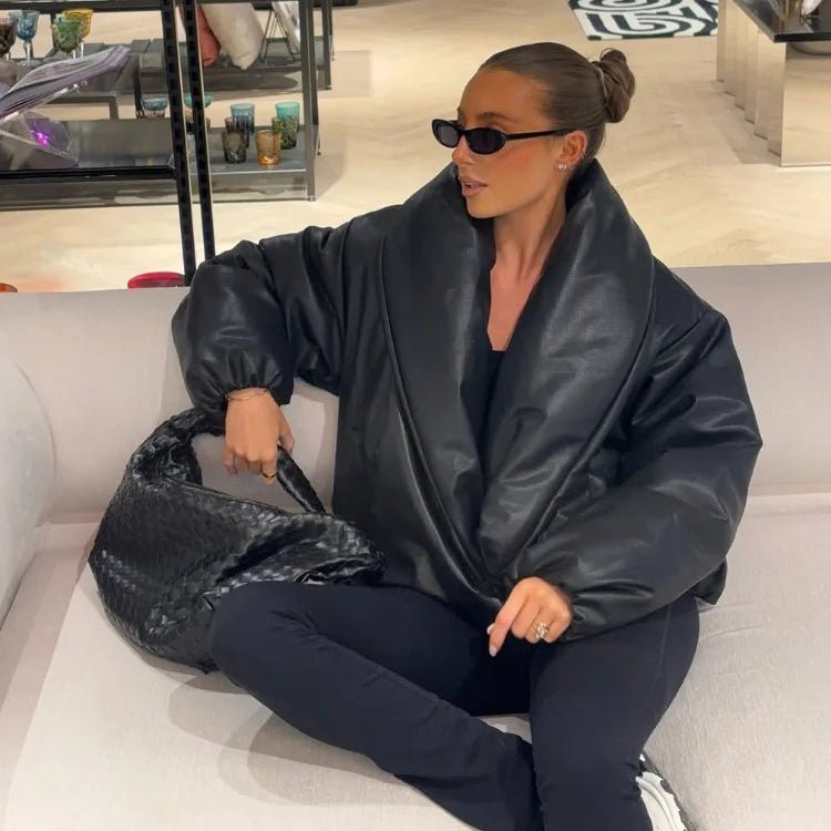 Lara Lapel Leather Jacket - Women's Fall and Winter Outerwear - Image 7