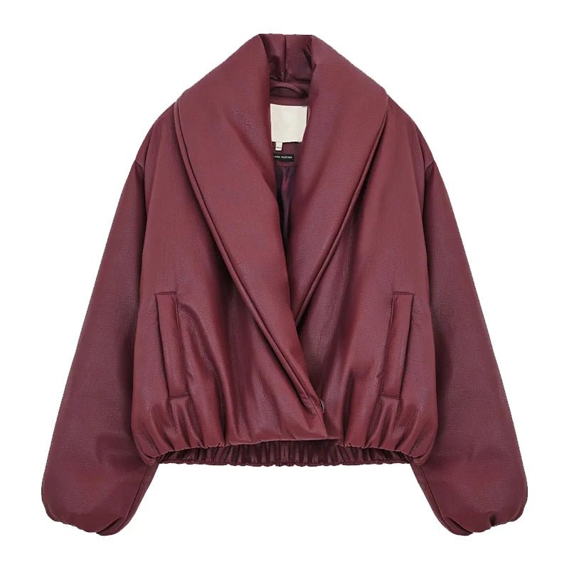 Lara Lapel Leather Jacket - Women's Fall and Winter Outerwear - Image 12