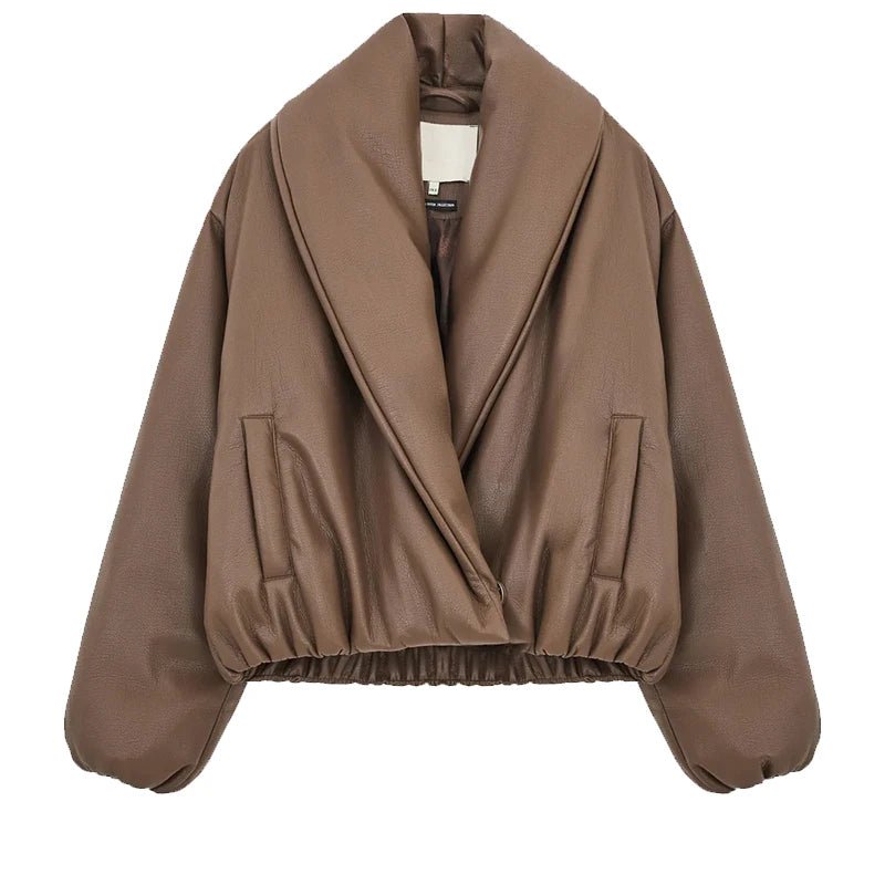 Lara Lapel Leather Jacket - Women's Fall and Winter Outerwear - Image 10