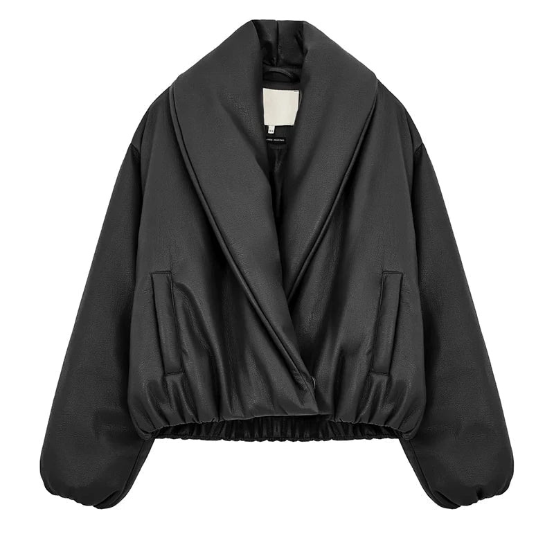 Lara Lapel Leather Jacket - Women's Fall and Winter Outerwear - Image 11