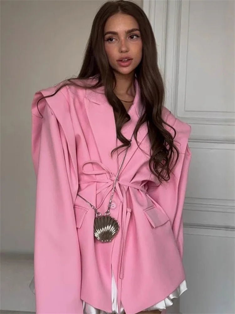 Leandra Wide Sleeves Belted Blazer - Women's Fall and Winter Outerwear - Image 3