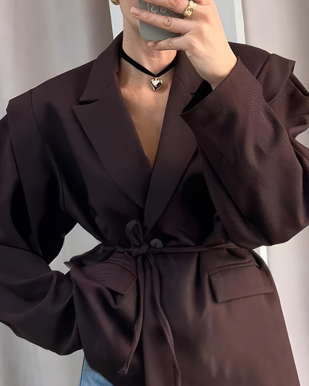 Leandra Wide Sleeves Belted Blazer - Women's Fall and Winter Outerwear - Image 6