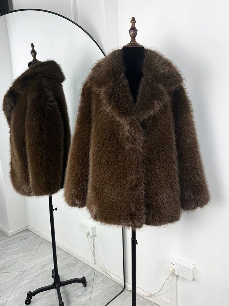 Lena Oversized Faux Fur Coat - Women's Fall and Winter Outerwear - Image 7