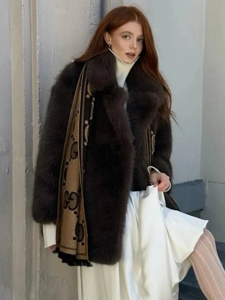 Lena Oversized Faux Fur Coat - Women's Fall and Winter Outerwear - Image 3