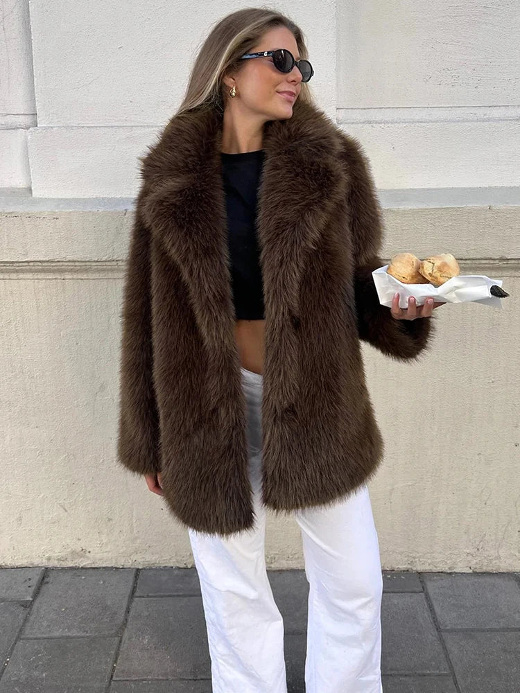 Lena Oversized Faux Fur Coat - Women's Fall and Winter Outerwear