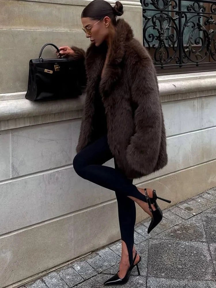 Lena Oversized Faux Fur Coat - Women's Fall and Winter Outerwear - Image 2