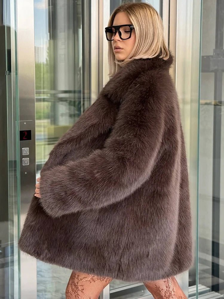 Lena Oversized Faux Fur Coat - Women's Fall and Winter Outerwear - Image 6