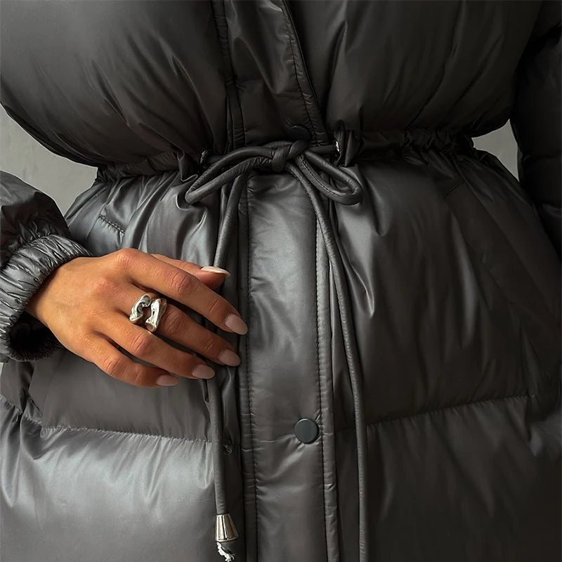 Lorie Women's Hooded Puffer Coat - Drawstring Waist Winter Jacket - Image 14