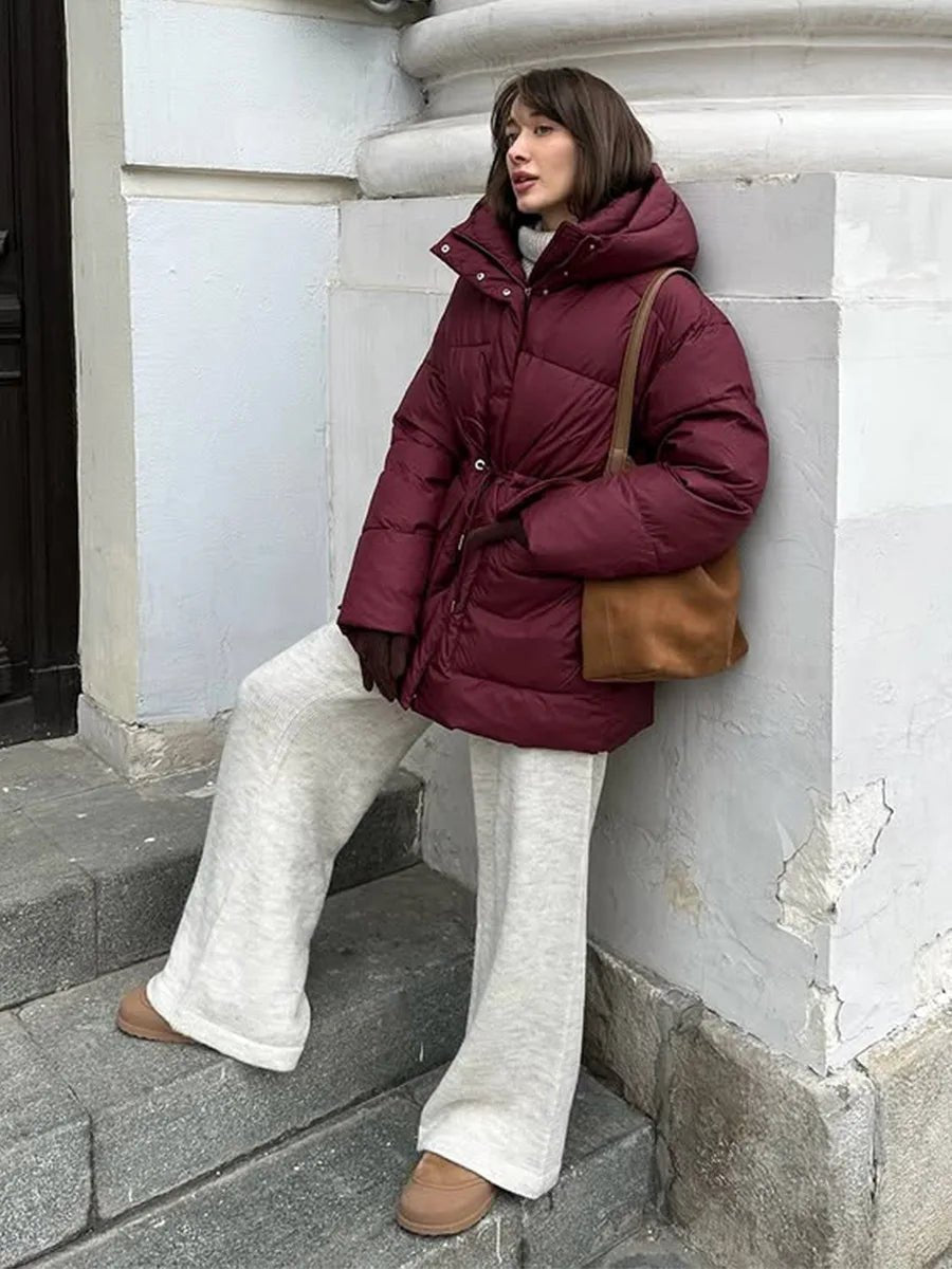 Lorna Drawstring Hooded Puffer Coat - Women's Fall and Winter Outerwear - Image 5