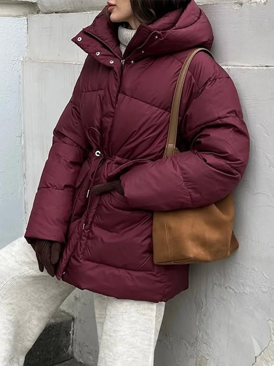 Lorna Drawstring Hooded Puffer Coat - Women's Fall and Winter Outerwear - Image 3