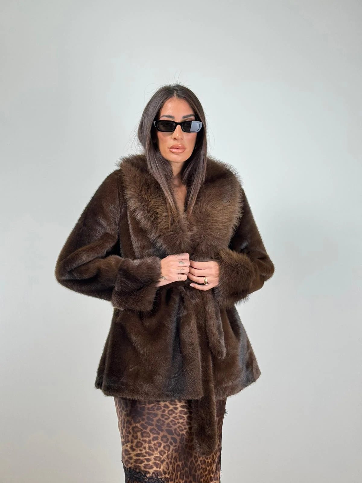 Louise Faux Fur Coat - Women's Fall and Winter Outerwear - Image 7