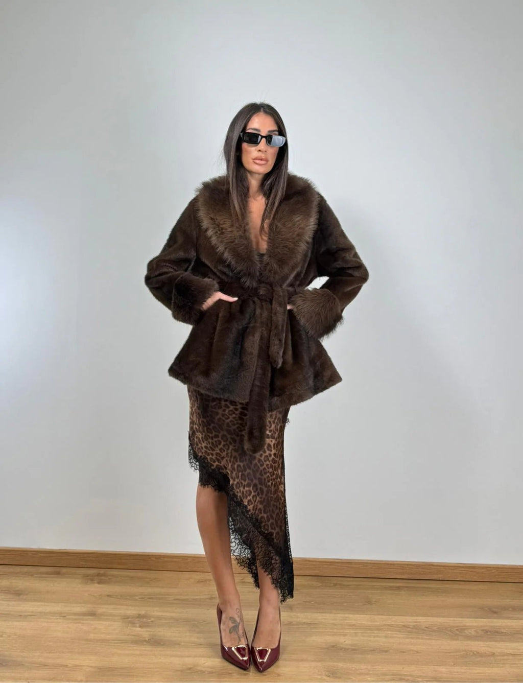 Louise Faux Fur Coat - Women's Fall and Winter Outerwear - Image 9