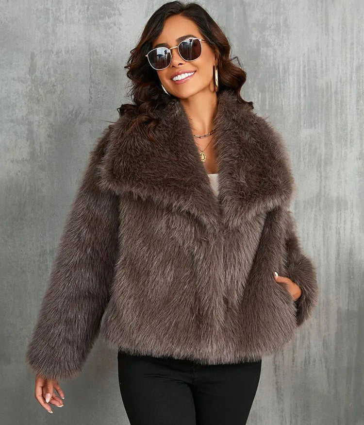 Mandy Faux Fur Jacket - Women's Fall and Winter Outerwear - Image 6