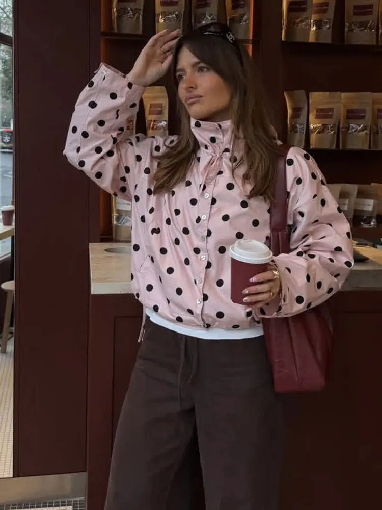 Margaret Drawstring Polka Dot Jacket - Women's Fall and Winter Outerwear - Image 3