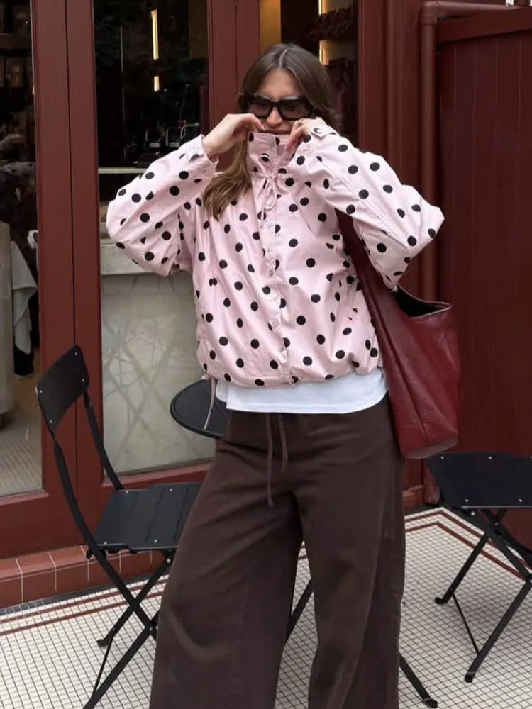Margaret Drawstring Polka Dot Jacket - Women's Fall and Winter Outerwear - Image 4