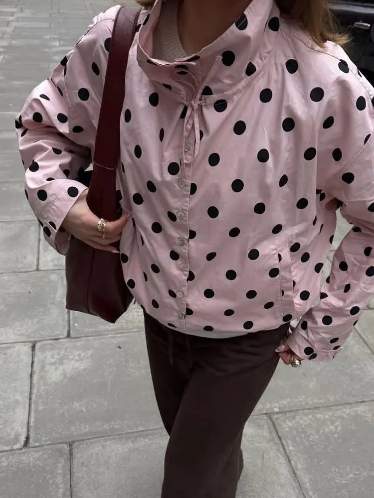 Margaret Drawstring Polka Dot Jacket - Women's Fall and Winter Outerwear - Image 2