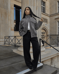 Marianne High Neck Suede Pocket Jacket - Women's Fall and Winter Outerwear